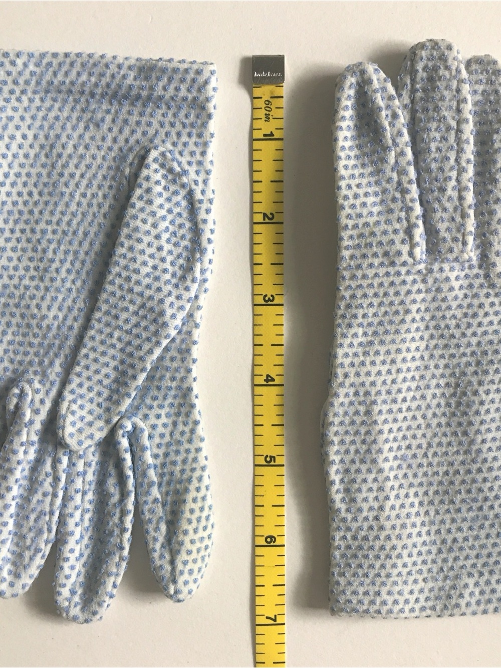 Gloves Short Blue Polka Dot Vintage
